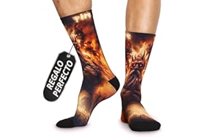 DARK EBANO Calcetines Originales Hombre Mujer - Diseño Casual 4 Elementos - Gamer Cosplay Geek - Deportivos Compresivos - Running Crossfit Boxeo - Individuales o Pack de 4 Con Caja Regalo - Tallas 36-40 y 41-45