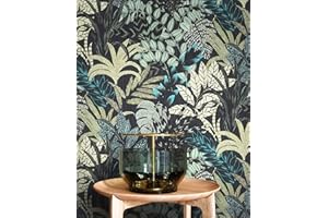 NEWROOM DESIGN NEWROOM Tapete Schwarz Vliestapete Dschungel - Dschungeltapete Floral Grün Blumen Blätter Blumentapete Tropisch Mustertapete inkl. Tapezier-Ratgeber