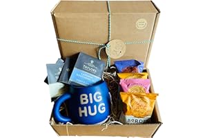 THE LITTLE GIFT BOX CO. LONDON Big Hug in a Box Gift Set Hamper with Mug, Tea and Biscuits - Self Care, Get Well Soon, (Blue)