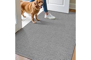 DEXI Wycieraczka Pod Drzwi Wejściowe i Tylne, 92 x 142 cm, Dyskretna, Nadająca Się Do Prania, Antypoślizgowa, Chłonna, Do Przedpokoju, Szara