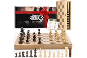 Gibot Scacchiera in Legno, 2 in 1 Set di Scacchi e dama Gioco, Scacchi Magnetici, Scacchiera Portatile Pieghevoli, Scacchiera Professionale per Adulti e Bambini da Viaggio 30x30cm
