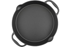 BBQ-Toro Poêle à griller en fonte, à 2 poignées et 2 becs verseurs, poêle de service