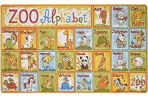 Bravich RugMasters Extra Large Educational FUN Colourful Large Animal Alphabet Early Learning Kids Rugs Non Slip Play Mats100x190 CM (3'4" x 6'3")
