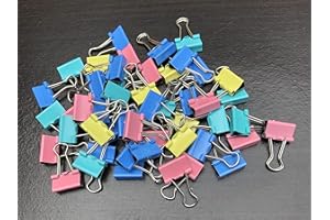 SHINEONE 15mm Small Assorted Design Foldback Clips Paper Binder Clamps Clips Colour 60 Pcs
