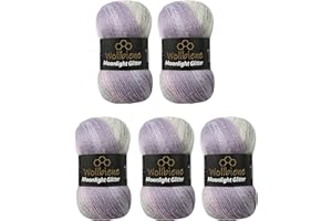 WOLLBIENE Moonlight Glitter Batik Simli, 5 gomitoli di lana da 100 g, 500 g, per lavorare a maglia e all'uncinetto, 20% lana metallica, lana turca, sfumata di colore (2700 grigio rosa)