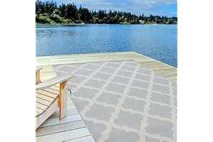 THE RUGS Outdoor Rug – Weather & UV Resistant Outdoor/Indoor Area Rugs - Durable Rugs for Patio, Deck, Garden, Kitchen, Bathroom or Living Room - Grey, 200 x 290 cm
