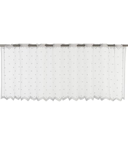 Elbersdrucke Semi-transparant bistrogordijn met tunneldoorvoer Spume 00 wit 45x140 cm vitrage voor keuken keukenraam inkijkbescherming 202071