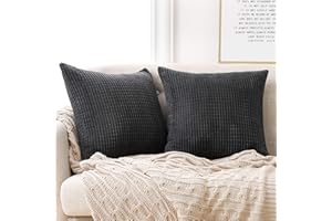 ‎DECONOVO Deconovo Kissenbezug Kordsamt Dekokissen Kissenhülle Dekorative Sofakissen Zierkissenhülle Super Weich Kissenhüllen Kissenbezüge Decor für Sofa Büro Couch Wohnzimmer, 40x40 cm, Dunkelgrau, 2er Set