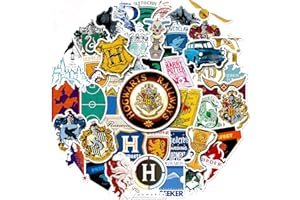 Stickers Harry, Autocollant Harry, 50PCS Stickers Poudlard, Autocollant Harry Emblème Hogwarts, Anniversaire Cadeau Harry, pour Ordinateur Voitures Moto Valise, pour Enfants Adultes