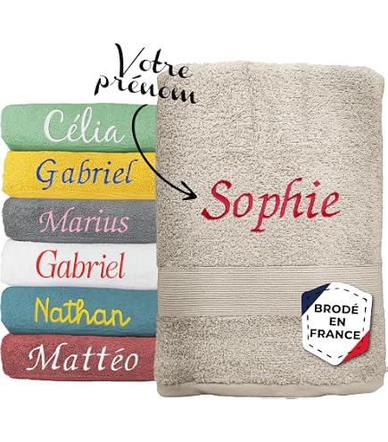 Serviette de Bain avec Logo Personnalisé, 100% Coton, Broderie Nom, Prière, Cadeau de Mariage et d'Anniversaire, 80x160cm  15