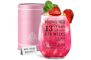 KIES CROWNLY CRYSTAL® 13 cumpleaños para niñas, regalos para niñas de 13 años, regalos de vidrio personalizados, decoraciones de cumpleaños 13, regalos de boda para niñas, regalos de boda 13, GIF para hija