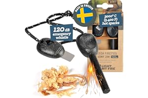 Light My Fire Swedish Flint Fire Starter Ferro Rod Survival Tools ARMY | Fire Steel Bushcraft Camping Gear | Flint and Steel Fire Starter Kit 2-in-1 Fire Flint and Striker 12,000 Strikes