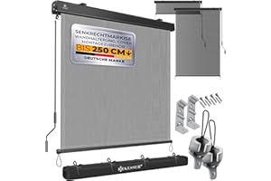 KESSER® Markiza pionowa 200 × 250 cm – roleta zewnętrzna z ręcznym mechanizmem korbowym, osłona przeciwsłoneczna i prywatności na balkon, taras lub ogród, z kasetą, zestawem montażowym i pokrowcem
