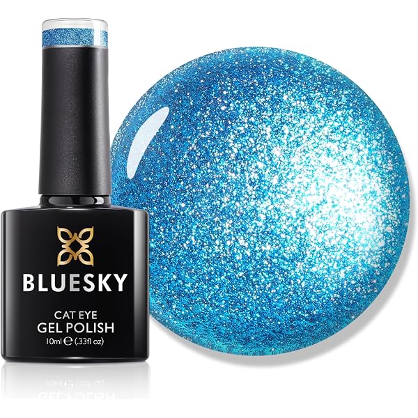 Bluesky Mint Glitter Gel-Nagellack – UV/LED Aushärtend, Inklusive Glanztücher