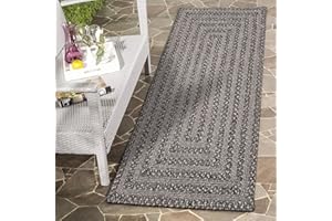 TALETA Indoor and Outdoor Rug, Weatherproof Outdoor Rug, Handwoven Rug for Patios and Balcony, Garden, Conservatory, Living Room, Rectangular, Black, 70 x 140 cm