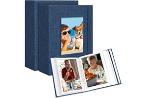 Remowith Photo Album 6 x 4,Slip-in Picture Albums,Linen Hardcover Picture Albums for Family Anniversary Baby Wedding 52 Pockets 2 Pack Blue