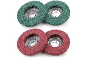 SI FANG 4Pcs 100mm Nylon Fiber Flap Disc Buffing Wheels, 120 & 320 Grit Assorted Abrasive Grinding Disc, 4" Professional Polishing Scouring Pad Grinding Wheel, Elastic Grinding of Metal and Wood