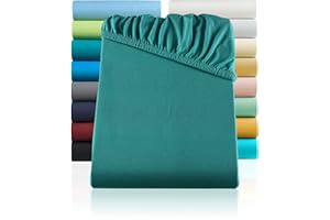 SHC TEXTILIEN SHC - Jersey prześcieradło z gumką, 100% bawełna - 120x200 cm, ciemnozielone/jodła