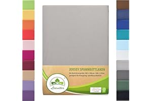 ‎LEEVITEX Boxspringbett & Wasserbett Spannbettlaken von leevitex® | Spannbetttuch | Jersey 180 x 200-200 x 220 cm, 40cm Steghöhe 100% Baumwolle ca. 170 g/m² (Silber/Hellgrau)