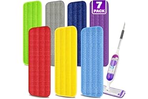7 Pack Reusable Mop Pads for 13''-15'' Spray Wet Mops - MEXERRIS Microfiber Mops Pads Refills Household Replacement Heads for Wood Floor Hardwood Laminate Tiles Flooring