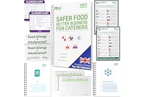 HAMBLI Safer Food Better Business 2025, Food Safety Book for Caterers, 13 Month Diary, Fridge Temperature Records, Allergen Labels & Posters - SFBB Food Safety Pack for Restaurants, Takeaways, Pubs, Cafes