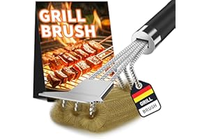 ‎TNTOR TNTOR Grillbürste Messing, Grill Messingbürste mit Messing Borsten, Edelstahl Grillschaber und Extra Langer Wärmedämmung Griff, für Gasgrill, Holzkohlegrill, Kugelgrill, Elektrogrill und Grillrost.