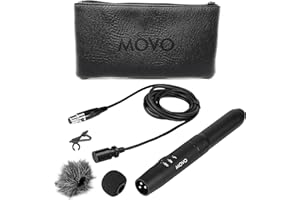 Movo LV11OD XLR Lavalier Omnidirectional Condenser Microphone with Phantom Power Supply, 12mm Mic Capsule, Foam and Deadcat Windscreens, Deluxe Case