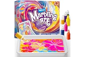 Klever Kits Ensemble de Peinture à l'Aquarelle Marbrée pour Enfants, Cadeaux Créatifs pour Enfants avec 6 Couleurs Vibrantes et 1 Or Métallique, pour Filles et Garçons de 6 à 12 Ans