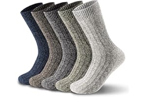 ElifeAcc 5 Pairs of Mens Thick & Warm Wool Socks