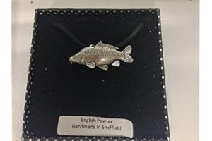 PRIDEINDETAILS F42 Leather Carp fine english pewter 3D PENDENT ON A BLACK CORD Necklace Handmade 41CM & Adjustable with pride in details