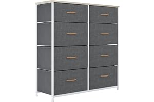 YITAHOME Cajonera de Tela, Cómoda de Tela, Unidad de Almacenamiento de Tela, con 8 cajones Extraíbles, Cómoda de para Sala de Estar, Dormitorio, habitación Infantil, Gris