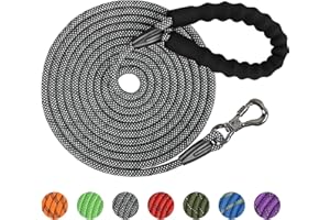 X XBEN Longe pour Chien 15M, Laisse de Dressage pour Chien, Laisse pour Chien avec Poignée Confort et Mousqueton Verrouillable, Longe Chien Robuste pour Petits, Moyens et Grands Chiens, Noir