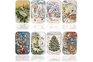 BOFYTR 120pcs Christmas Tags,8 Styles Xmas Tag Label with 30m / 98.4ft String for Christmas Decoration