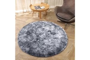 CAROMIO Shaggy bardzo miękki dywan batikowy, nowoczesny, luksusowy dywan, pluszowy, puszysty, ze sztucznego futra, do sypialni, do salonu, dla niemowląt, ciemnoszary, 100 x 100 cm, okrągły