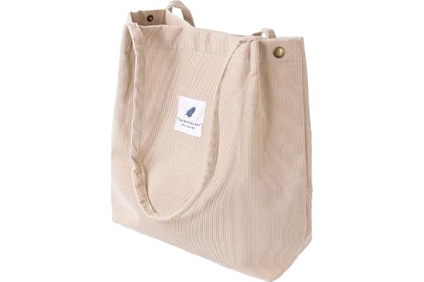 VOKUVIKU Femme Tote Bag en Velours Côtelé pour école Travail Plage Voyage 03