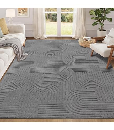 Tappeto Soggiorno Moderno 140x200 Cm - Pelo Corto Grigio Motivo Geometrico Vintage - Foto 3