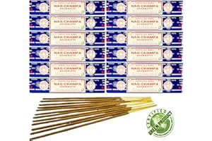 ‎AQASHA 12x Räucherstäbchen Satya Verschiedene Düfte, 20cm | Insgesamt 120 Sticks (Nag Champa)
