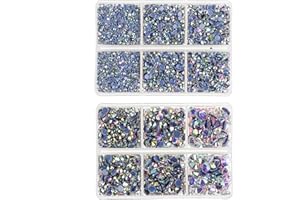 Jollin - 6528 pezzi di strass con base piatta in vetro, diamanti sintetici, per artigianato, decorazioni, vestiti, scarpe, SS6~SS30, cristallo AB