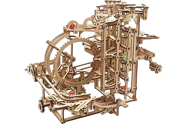 UGEARS Circuit à Billes en Bois - Marble Run Modèle mécanique de Course de Billes avec mécanisme de Levage à 3 étages - Maquette en Bois à Construire - Puzzle 3D - 70157