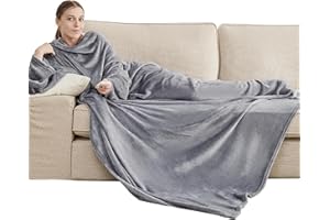 BEDSURE Decke mit Ärmeln Kuscheldecke - Weihnachten Geschenke für Frauen und Männer, Warm Ärmeldecke & Sofadecke für Erwachsene, Flauschige Ganzkörperdecke zum anziehen, Tragbare Decke, 150x200cm