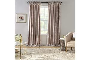Elrene Home Fashions Korena Tie-Top Crushed Velvet Window Curtain Panel, Rustic-Chic Curtain Panel for Living Room or Bedroom, 52 Inches by 95 Inches, Taupe, 1 Panel
