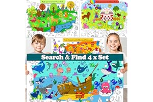 QUOKKA Riesige Ausmaltischdecke Kinder – 4 Großes Ausmalposter XXL zum Basteln 4 Jahre – 103x72 cm Malunterlage für Kinder - Poster Bauernhof Wald Meer Zoo – Lernspiele ab 2 3 Jahre Jungen Mädchen