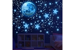 498 pièces Etoiles Phosphorescentes Plafond Lune Et Etoiles Lumineuses Autocollants Stickers Muraux Enfants Etoile Fluorescente pour Bébé Chambres d'Enfants Fille Garcon Plafond Décoration