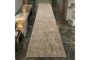 Teppich-Traum Designermatta för hall, vardagsrum och sovrum, abstrakt grenmönster, beige, storlek 80 x 300 cm