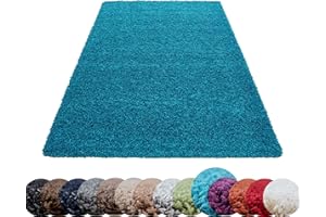 ‎HOMEBYHOME HomebyHome Shaggy Hochflor Wohnzimmerteppich Läufer 100x200 cm Türkis - Flur Teppich Flauschig, Modern, Plüsch und Extra Weich - Ideal als Bettvorleger im Schlafzimmer und als Küchenläufer