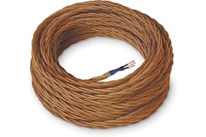 Amarcords - Cavo elettrico tessile colore WHISKY trecciato seta 1 metro con messa a terra 3x075mm - Filo rivestito in tessuto colorato vintage per lampade lampadari applique e abat jour.