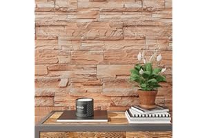 VEELIKE Papel Pintado Vinilo Autoadhesivo de Piedra, Papel Tapiz Impermeable de Ladrillo para Pared Baño Habitacion 40cm x 300cm