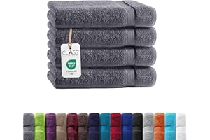 ‎CLASS HOME COLLECTION Class Home Collection Frottee Gästetücher 30x50 cm – 4er Set Gästetuch – Besonders weiche & saugfähige Gästetücher aus 100% Baumwolle mit Aufhänger – Anthrazit