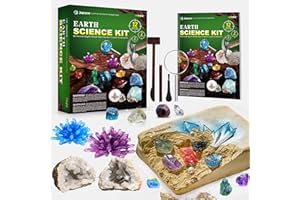 Japace Ausgrabungsset für Kinder, STEM Wissenschaft Spielzeug Edelsteine Ausgraben, Geoden Zum Aufbrechen Set, Kristalle Züchten Kit Geschenke Jungen Mädchen schürfen Hammer