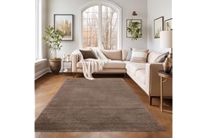 ‎SIMPEX SIMPEX Kurzflor Teppich Wohnzimmer Schlafzimmer Läufer Flur Esszimmer Küchenteppich Einfarbig Modernes Design 11 mm Florhöhe Flauschig Kuschelweich, Mokka, 160 x 230 cm